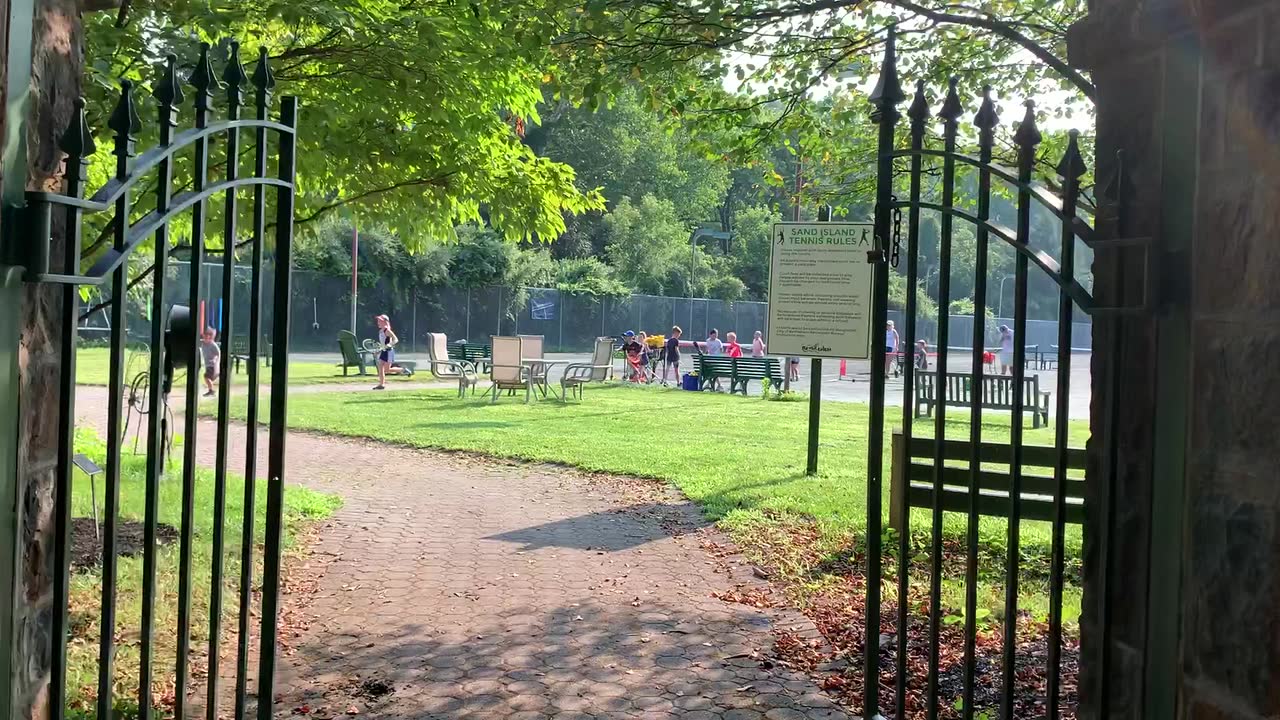 The entrance gate to the Sand Island tennis courts in Bethlehem